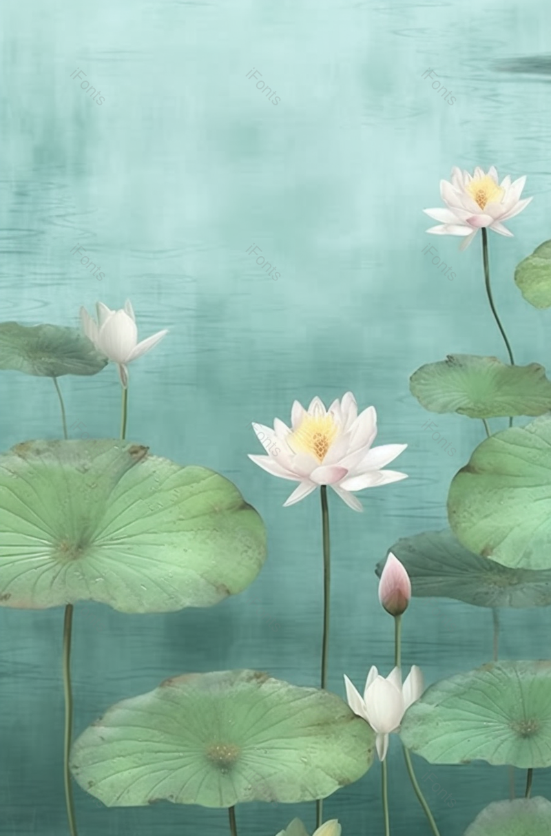 夏日雨天荷花绽放绿色拍摄背景,插画/手绘图,插画/手绘图库,插画/手绘图下载,插画/手绘